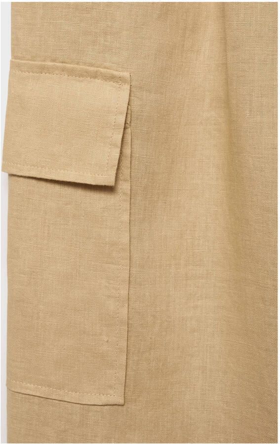 Mango linnen wide leg cargo broek beige - Foto 3