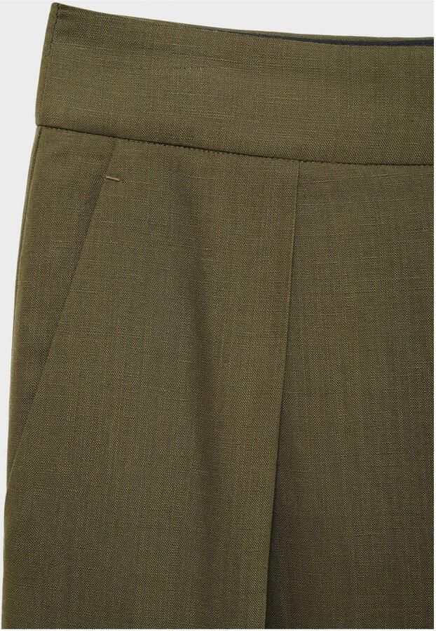 Mango linnen wide leg high waist pantalon kaki - Foto 2