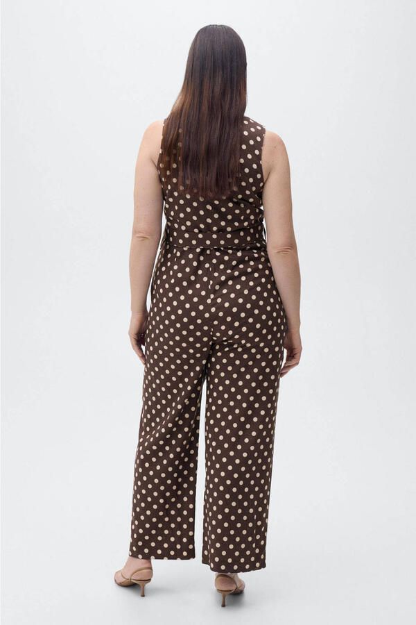 Mango linnen wide leg jumpsuit donkerbruin - Foto 3