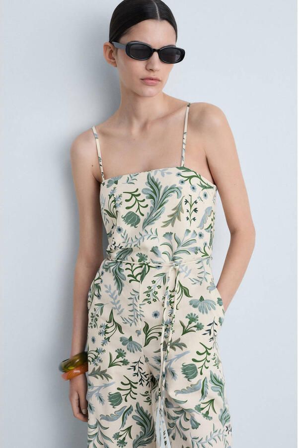 Mango linnen wide leg jumpsuit ecru