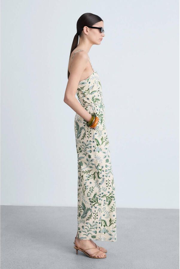 Mango linnen wide leg jumpsuit ecru - Foto 3
