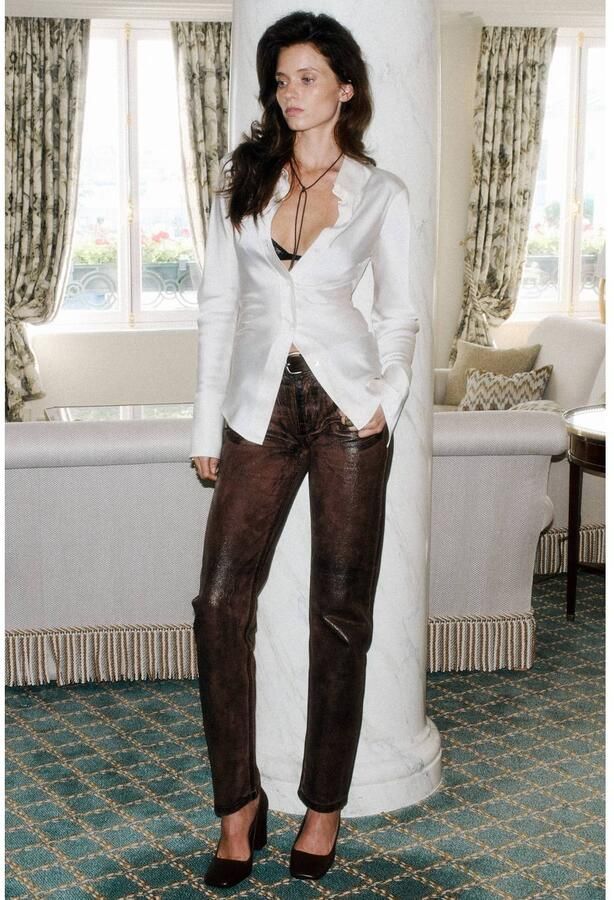 Mango low waist straight leg jeans donkerbruin - Foto 2