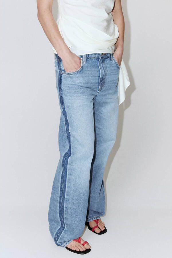 Mango low waist straight leg jeans mediumblauw