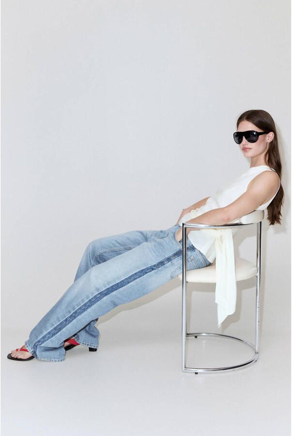 Mango low waist straight leg jeans mediumblauw - Foto 3