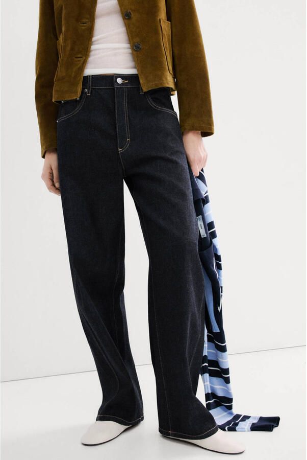 Mango low waist barrel jeans dark blue denim - Foto 3