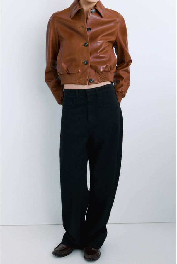 Mango low waist barrel jeans dark blue denim