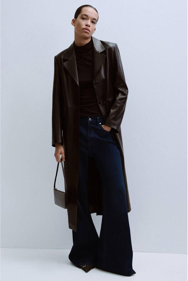 Mango low waist flared jeans dark blue denim