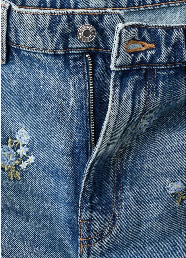 Mango low waist gebloemde straight leg jeans medium blue denim - Foto 3