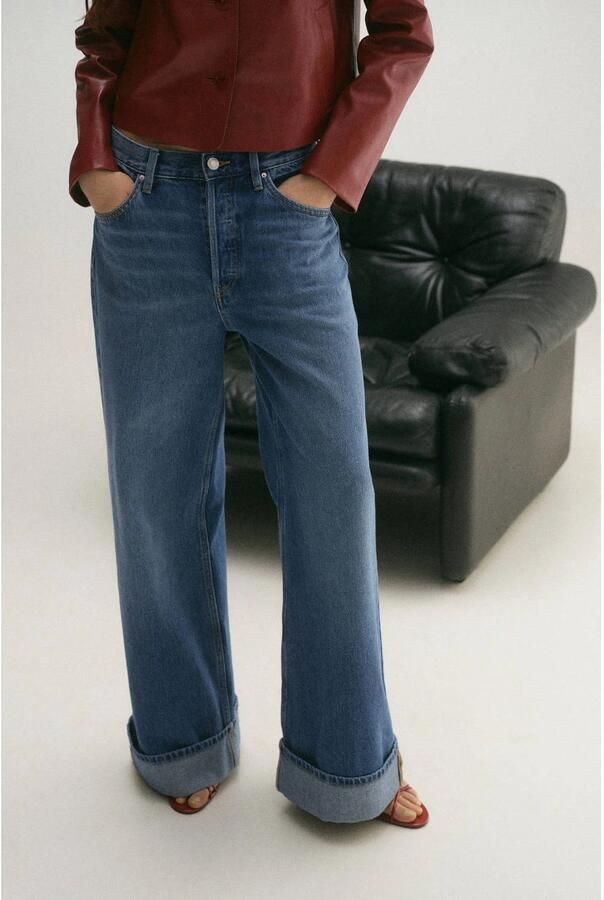 Mango low waist loose fit jeans medium blue denim