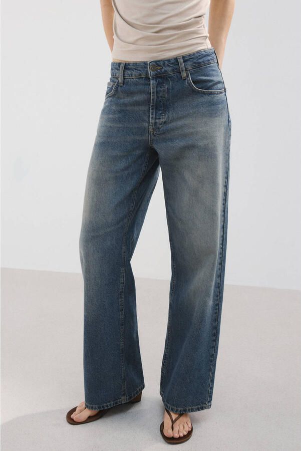 Mango low waist straight leg jeans medium blue denim