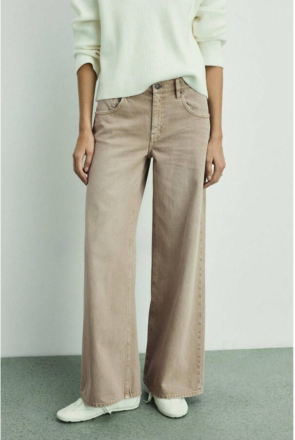 Mango low waist wide leg jeans beige