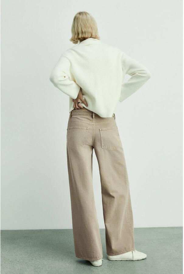 Mango low waist wide leg jeans beige - Foto 2