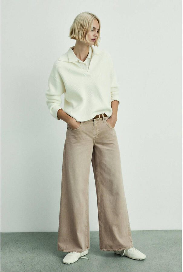Mango low waist wide leg jeans beige - Foto 3