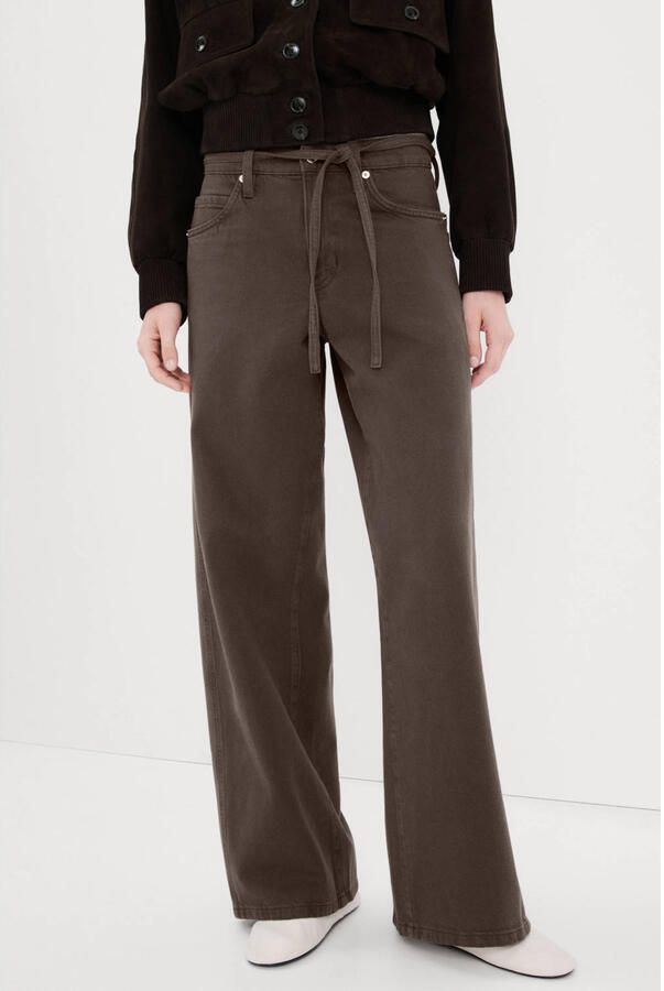 Mango low waist wide leg jeans bruin