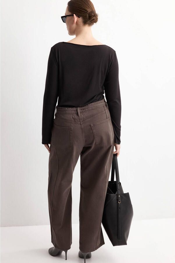 Mango low waist wide leg jeans bruin - Foto 3