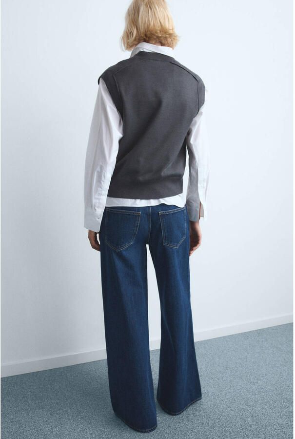 Mango low waist wide leg jeans dark blue denim - Foto 2