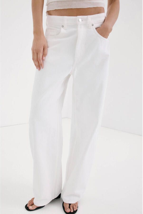 Mango low waist wide leg jeans ecru