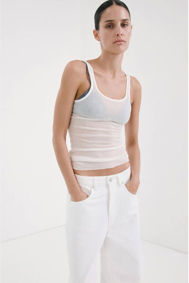 Mango low waist wide leg jeans ecru - Foto 3
