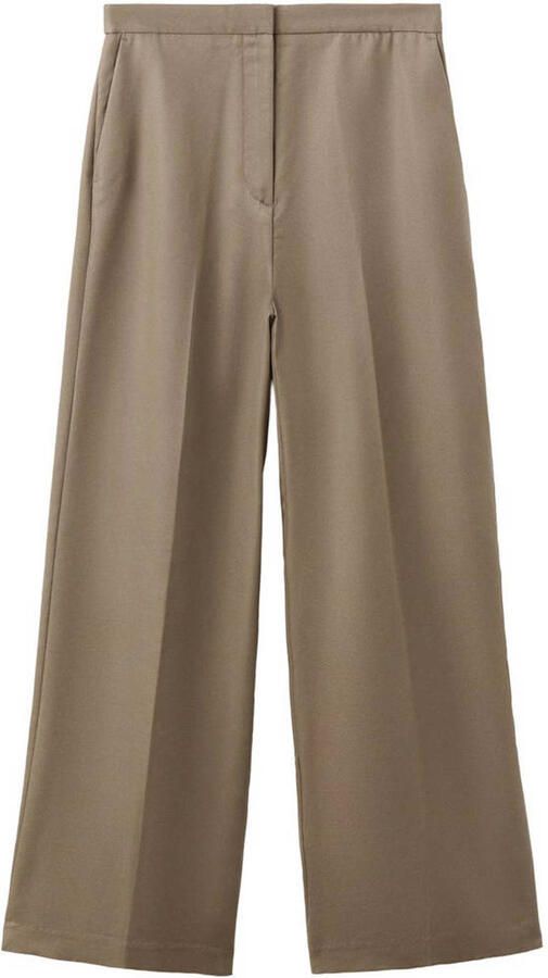 Mango lyocel vezel wide leg broek beige - Foto 3