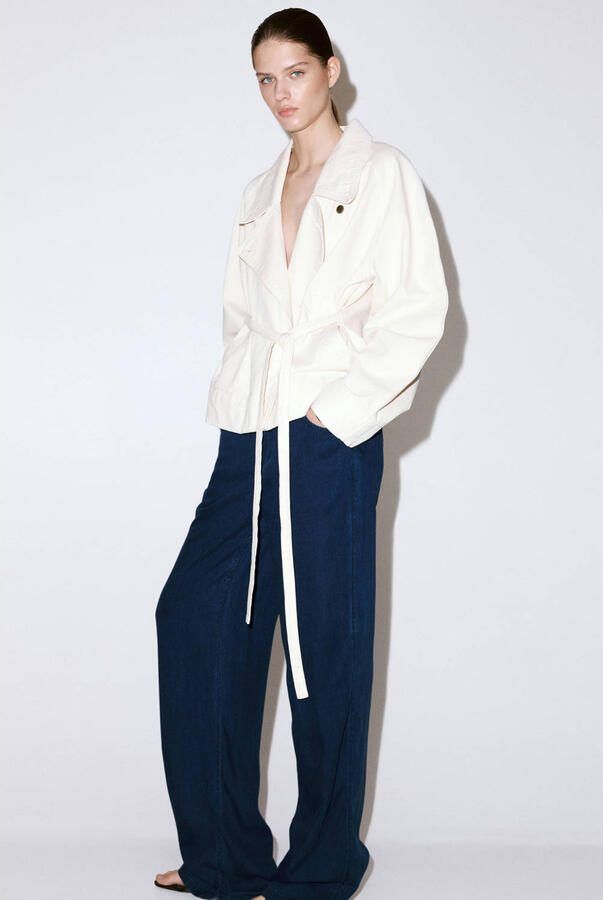 Mango lyocell straight leg broek donkerblauw - Foto 2