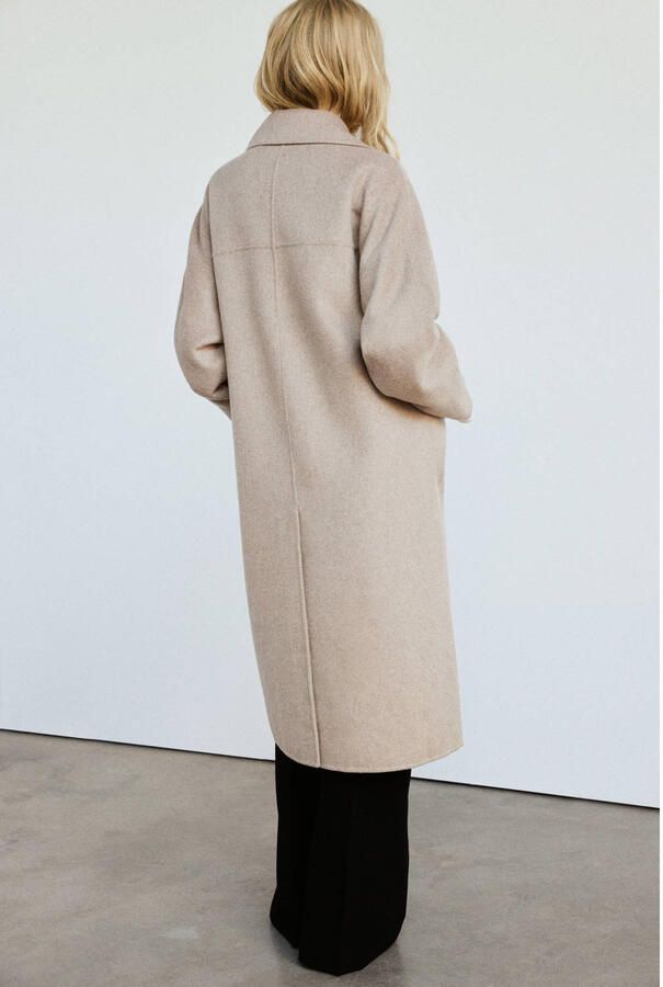 Mango mantel met wol beige - Foto 2
