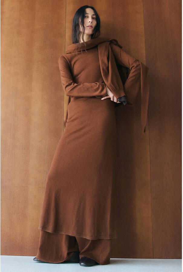 Mango maxi jurk bruin