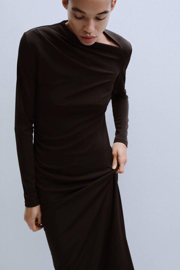 Mango maxi jurk donkerbruin