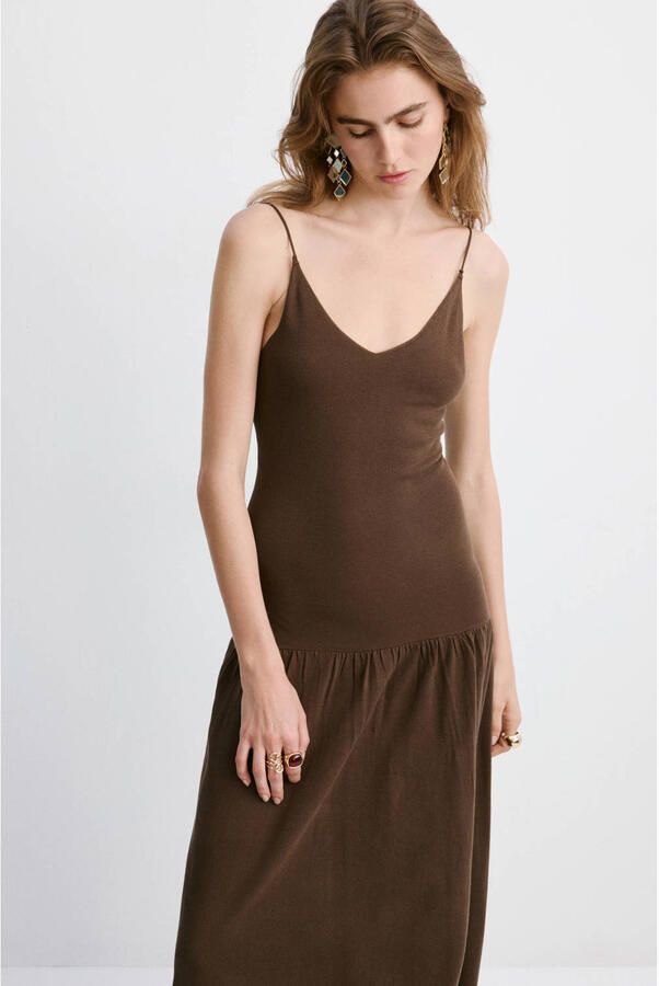 Mango maxi jurk donkerbruin