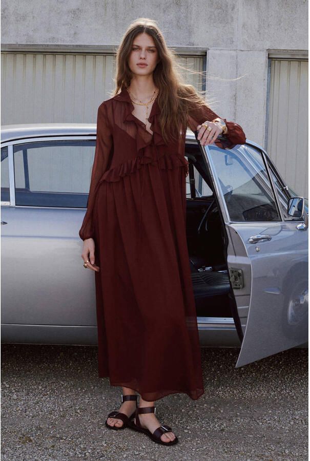 Mango maxi jurk donkerrood