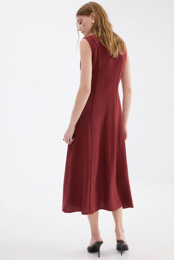 Mango maxi jurk donkerrood - Foto 2