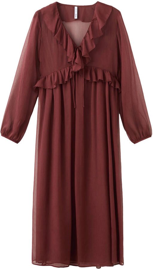 Mango maxi jurk donkerrood - Foto 3