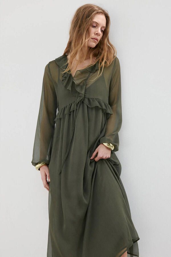 Mango maxi jurk kaki