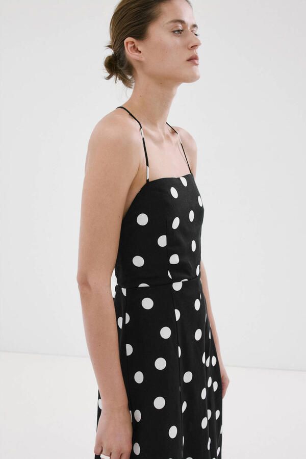 Mango maxi jurk met stippen zwart - Foto 2