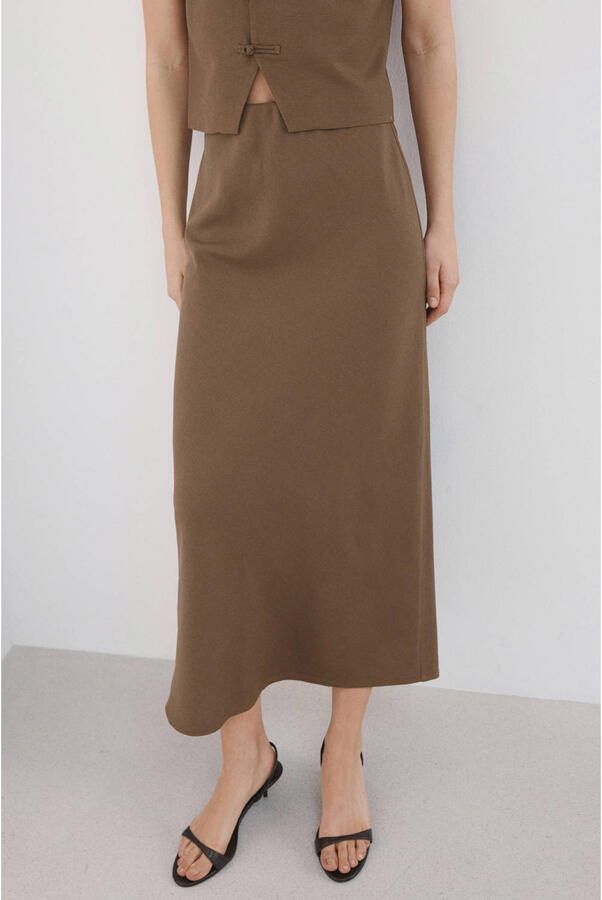 Mango maxi rok lichtbruin