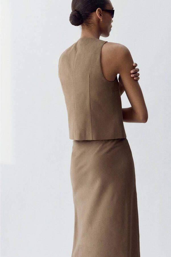 Mango maxi rok lichtbruin - Foto 2
