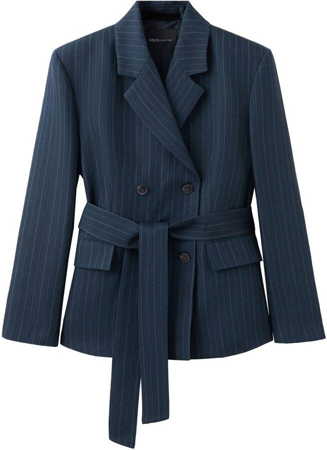 Mango met krijtstreep donkerblauw
