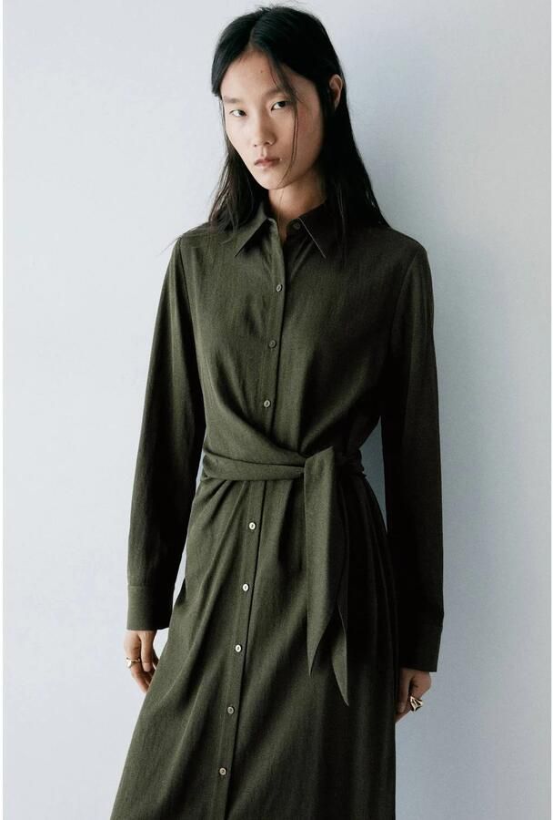 Mango midi blousejurk donkergroen