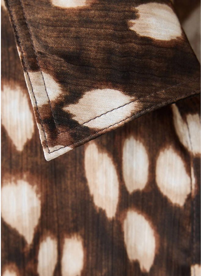 Mango midi blousejurk met ceintuur en print bruin - Foto 2