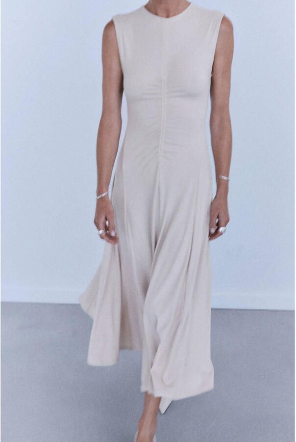 Mango midi jurk beige