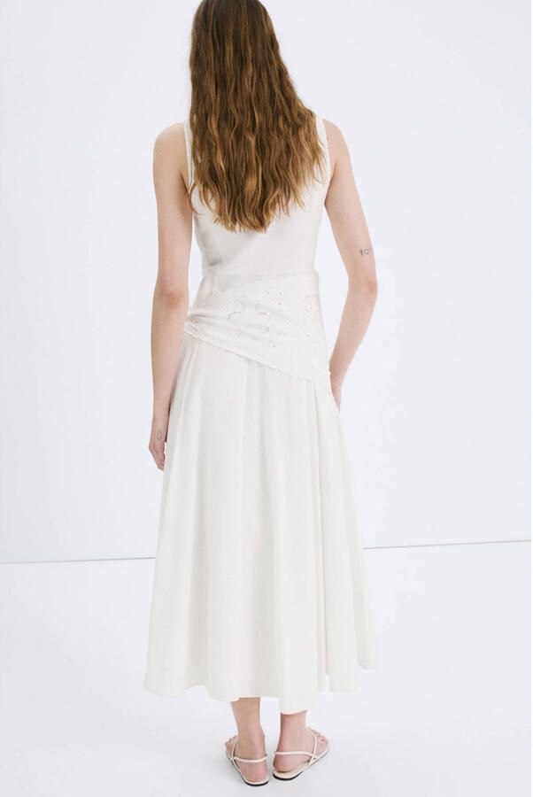 Mango midi jurk broderie ecru - Foto 2