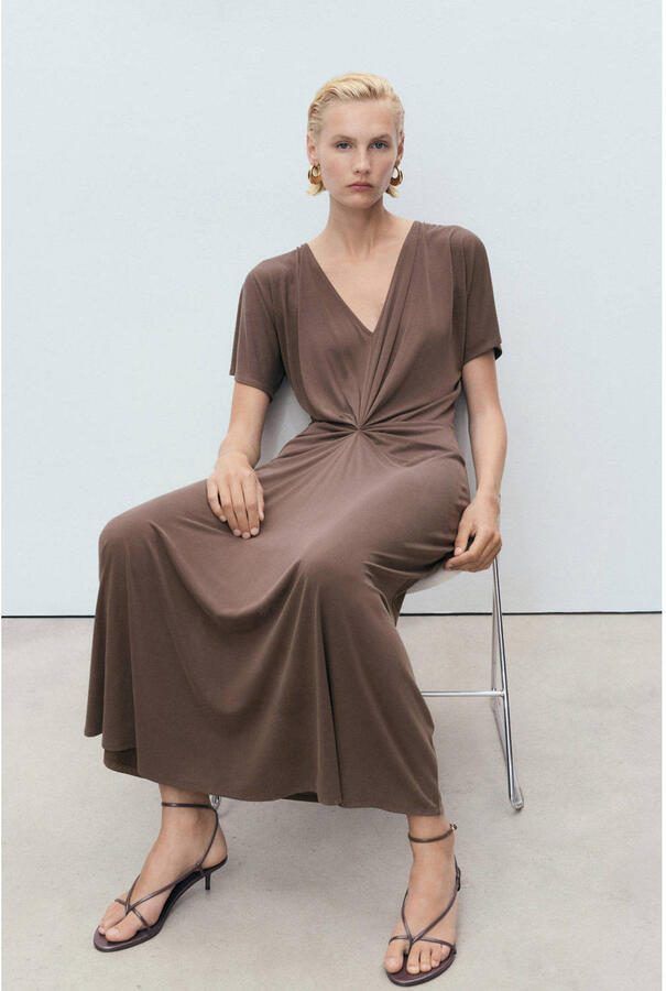 Mango midi jurk bruin - Foto 2
