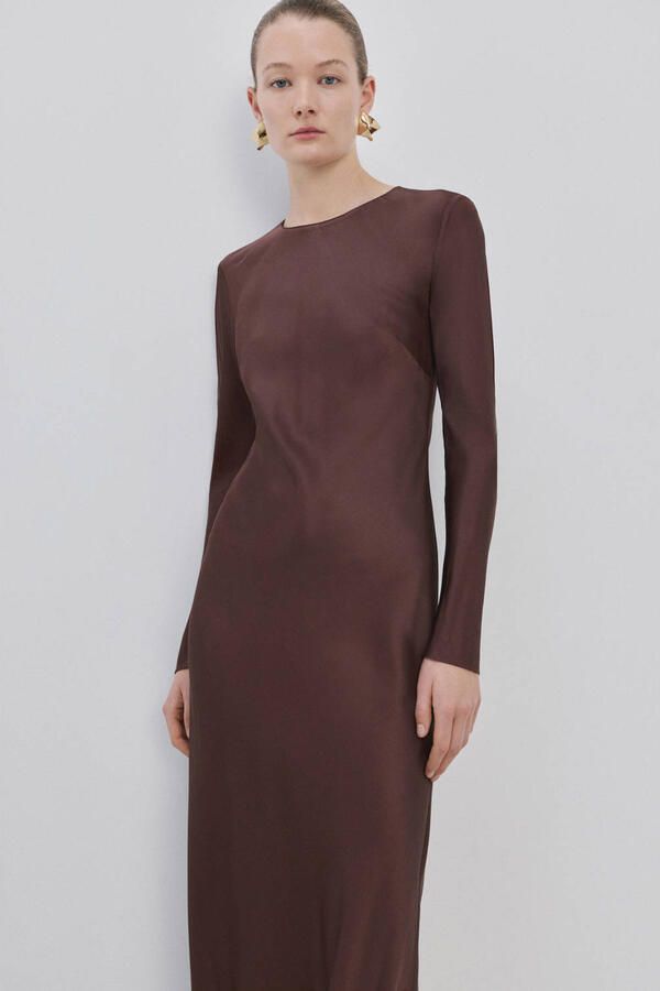 Mango midi jurk bruin