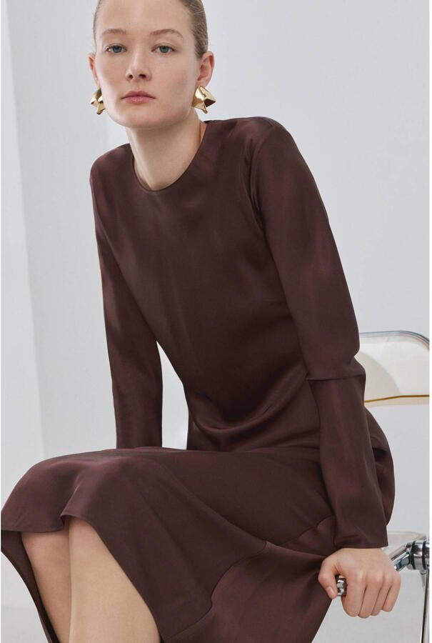 Mango midi jurk bruin - Foto 3