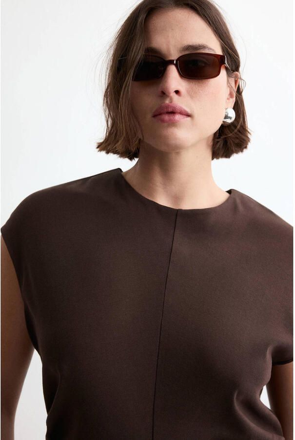 Mango midi jurk bruin - Foto 3