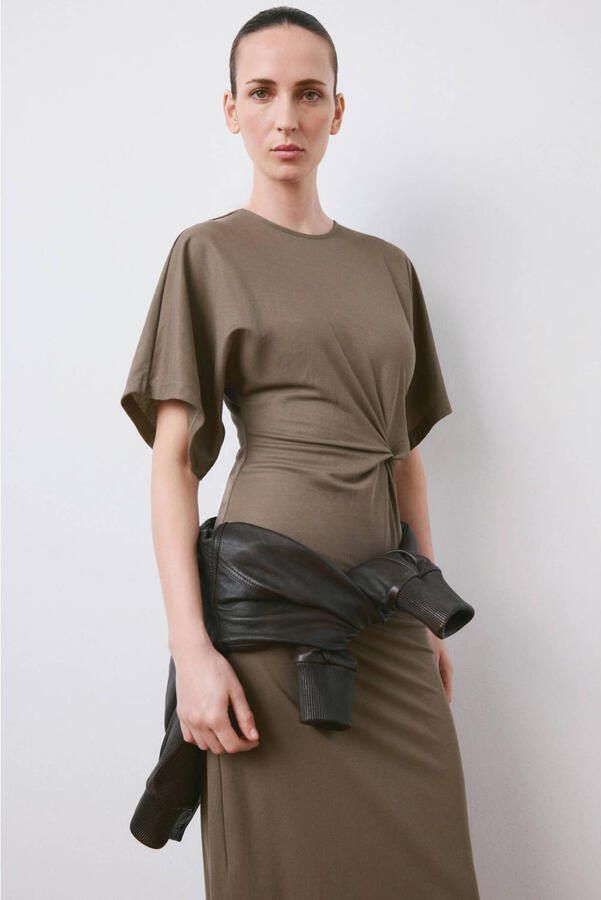 Mango midi jurk bruin
