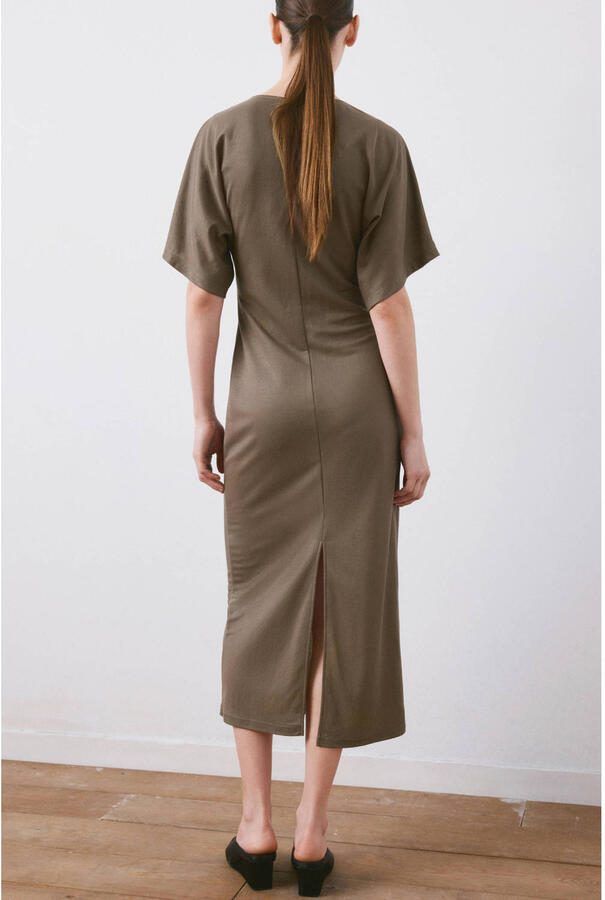 Mango midi jurk bruin - Foto 3