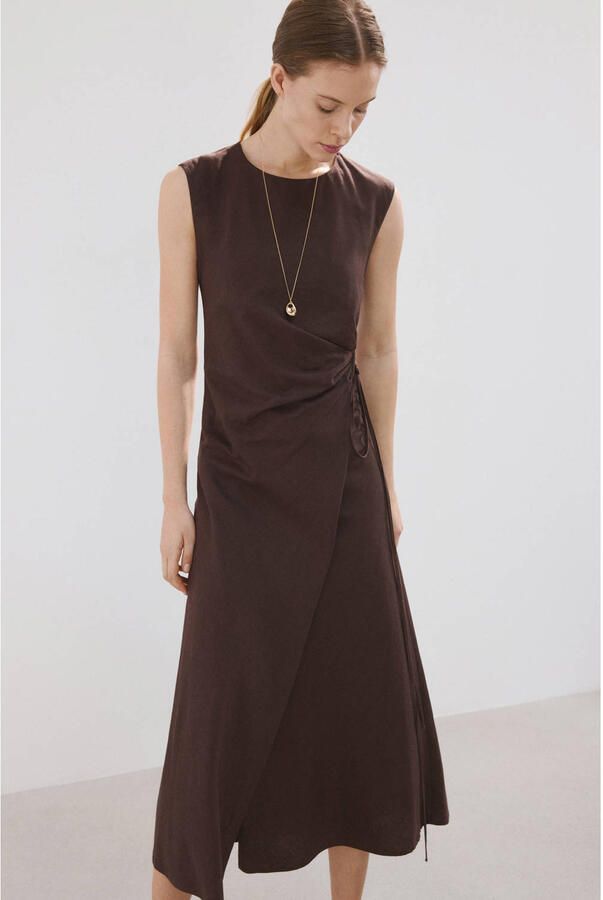 Mango midi jurk bruin
