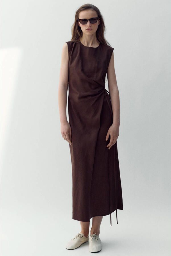 Mango midi jurk bruin - Foto 3