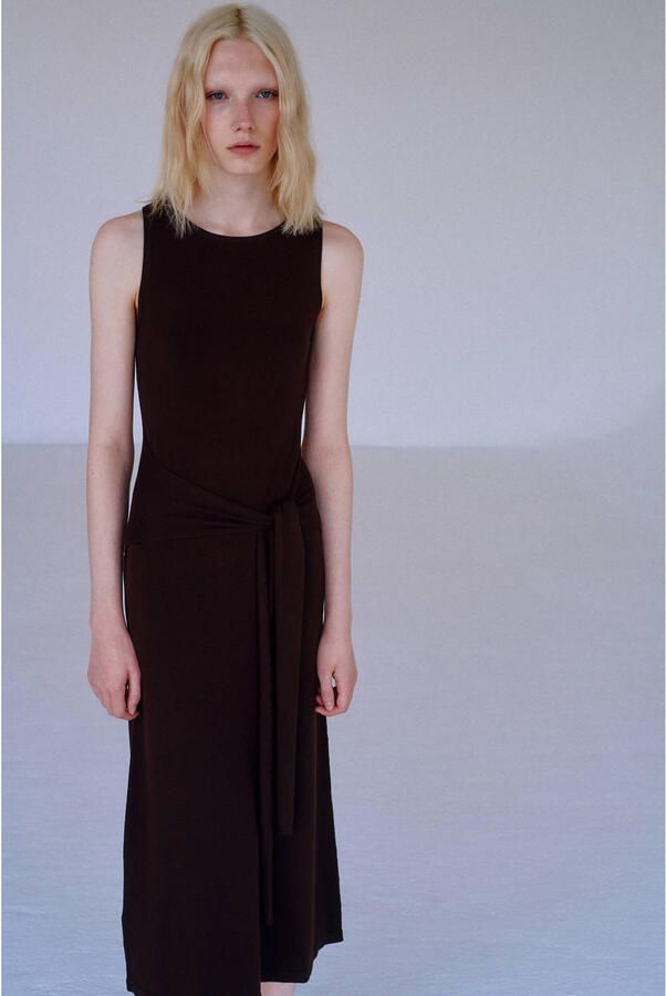Mango midi jurk bruin