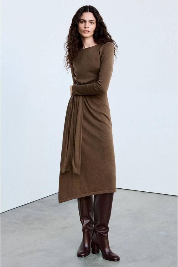 Mango midi jurk bruin - Foto 3